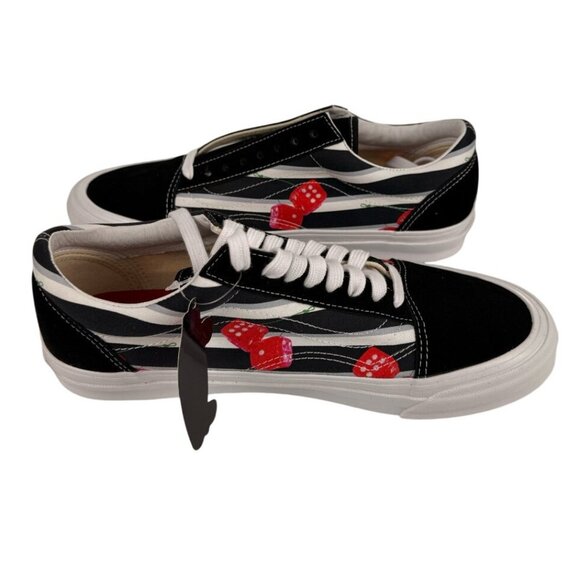 Vans VN0A4P3XB52 S10 Vault OG Old Skool LX Snake Eyes Black Red Dice White Skate - Picture 4 of 10